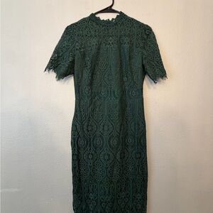 Zalulus Forest Green Lace Midi Dress
